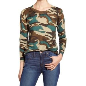 J. Crew 100% Merino Wool Lightweight Camo Crewneck Sweater Size Medium